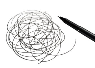 hand drawn scribbling with black pen isolated on white background ,PNG. AI Generated.