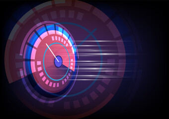 Gauge in perspective view with moving fast sign.