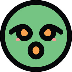 green round faced character vector icon