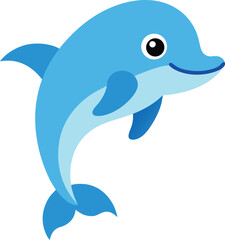 Fototapeta premium Cute dolphin jumping cartoon clipart on transparent background