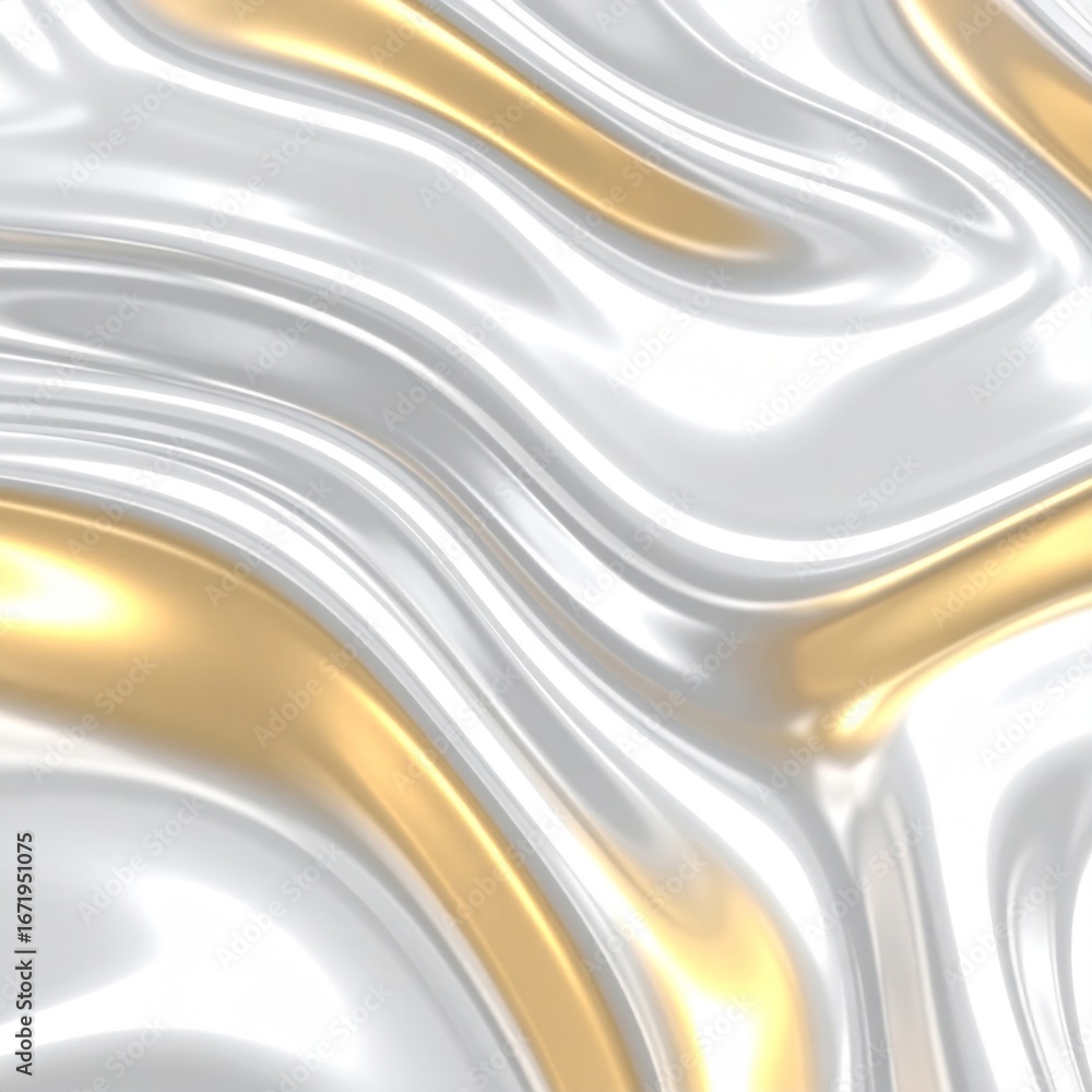 Aufkleber abstract wavy texture with shiny golden and white fabric pattern background