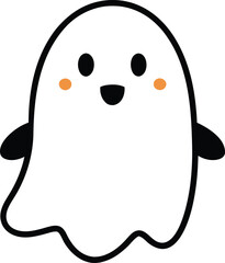 Halloween Ghost Cute Doodle Clipart on Transparent Background