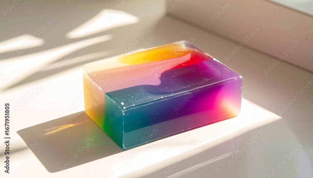 Poster gradient spectrum acrylic block with rainbow prismatic effect on surface