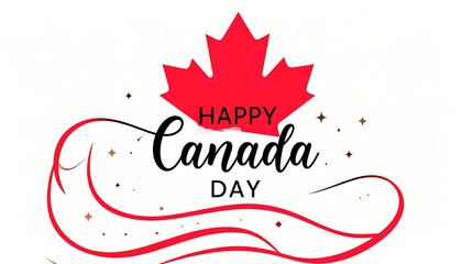 Red maple leaf and stylized text celebrate a national holiday