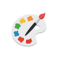 Creative Art Paint Palette with Colorful Paint Spots and Brush Icon Vector Illustration