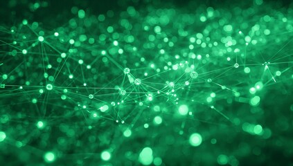 Network of Green Nodes and Connected Lines in Technology Background