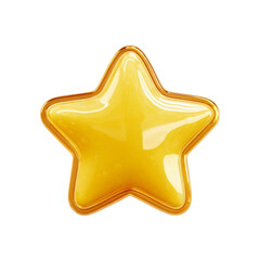 3d icon of a yellow convex 3d star isolated on a transparent background, clipart 3d sticker star