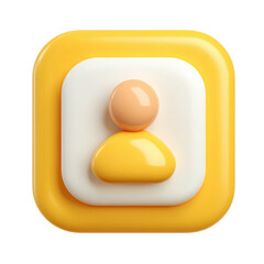3d glossy contact button in a phone, abstract avatar isolated on a transparent background clipart
