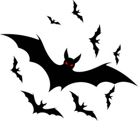 Flying Bats Halloween Silhouette Illustration