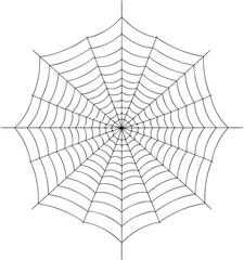 Obraz premium A clean, detailed spider web illustration, ideal for spooky backgrounds, haunted house decorations, and Halloween event graphics.