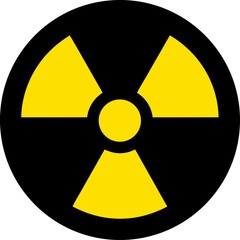 A bold radioactive warning symbol in yellow and black, useful for industrial, science, or dystopian-themed designs.