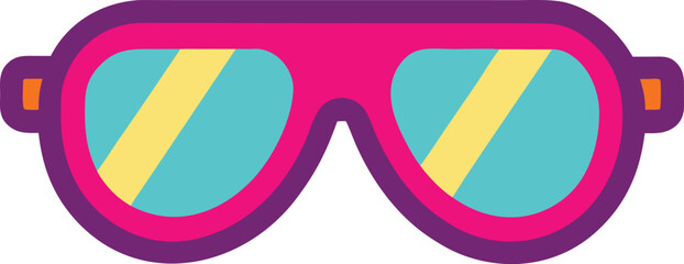 retro sunglasses neon vector icon clipart on transparent background