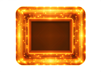 holographic square light frame in orange futuristic digital design isolated on white background ,PNG. AI Generated.