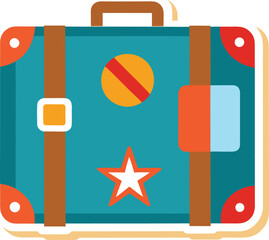 Vintage travel luggage sticker set clipart on transparent background