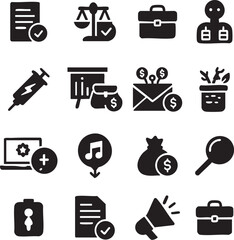 Business and Legal Glyph Icons