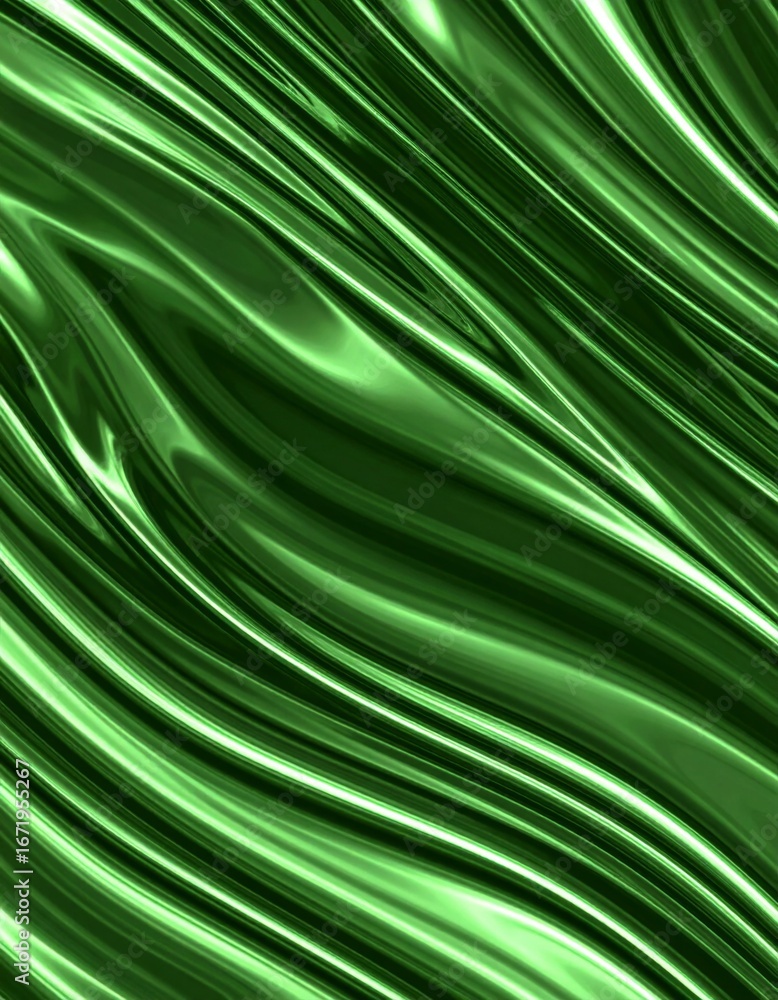 Poster luminous green abstract wavy lines pattern texture background and smooth flowing motion