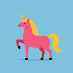 Cartoon Unicorn Lifting Leg on Blue Background
