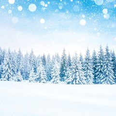 Snowy Forest Landscape with White Trees in a Winter Wonderland Scene