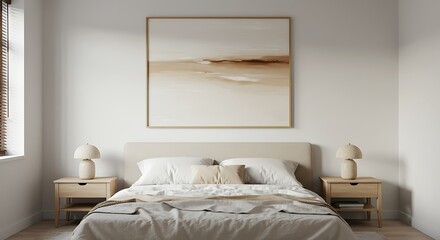 Neutral Bedroom With Artwork