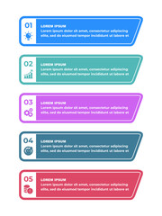 vertical infographic template numbered colorful steps and icons