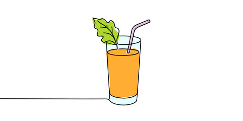 Continuous one line drawing of cocktail negroni isolated on white background. Alcoholic cocktail drink in modern style thin line. Vector illustration