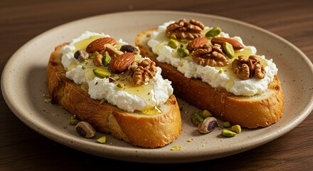 Bruschetta with Ricotta, Honey, and Nuts