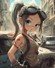 Girl in a post apocalypse