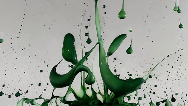 created elegant 4k animation this stylish motion sequence features the phrase &ldquo;world photo day&rdquo; appearing through flowing green ink droplets transforming into artistic calligraphy with a glowing