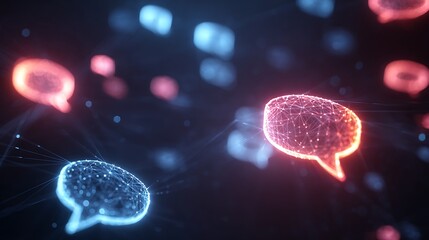 Floating Digital Chat Bubbles Representing Online Communication and Network Connectivity