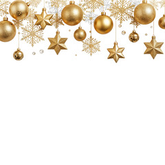 Fototapeta premium “Gold Snowflake and Star Hanging Ornaments for Holiday Decor”