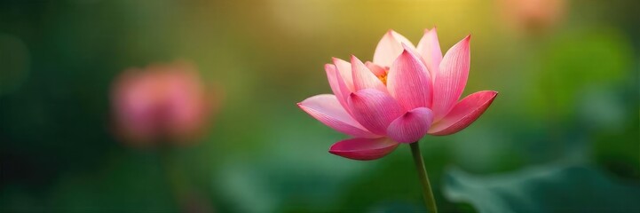 Fototapeta premium A serene scene of a flower in full bloom, petals unfurling slowly, conveying a sense of calm and peaceful blossoming Perfect for spa, wellness, and meditation themes , peaceful, fresh