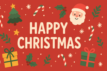 New Year's card in traditional style with a snowman and Santa Claus. Shimmering background. New Year and Christmas 2026.