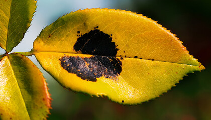 black spot occurs on yellow rose leaves black spot is a fungal disease diplocarpon rosae that affects roses