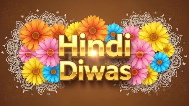 Celebrate Hindi Diwas A vibrant tribute to Hindi language and culture, showcasing the beauty of Indian heritage through colorful floral designs and traditional patterns