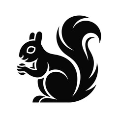 Stylized black squirrel vector illustration with nut for download white background