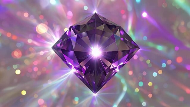 presented vertical 4k resolution this abstract art background depicts an iridescent glowing gemstone inspired by a multifaceted crystal diamond shifting through luminous purple hues producing a