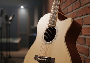 Man playing guitar close up of guitar and guitarist