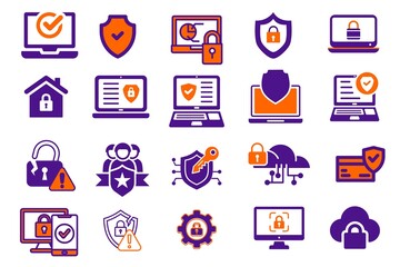 Set of security systems icons 