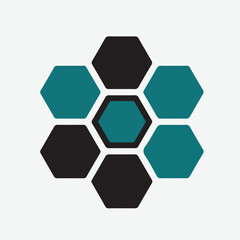 Abstract Hexagon Pattern Design in Teal and Black