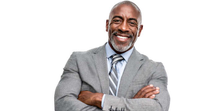 Confident Professional Portrait: A poised, professional individual, radiates an air of self-assuredness, the crisp detail of his attire accentuating his confident demeanor.