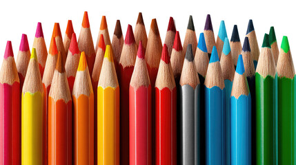 Chromatic Array: A vivid collection of sharpened colored pencils arranged in a visually appealing, offering a vibrant spectrum of hues