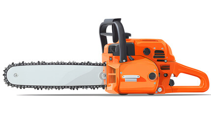 Fototapeta premium Chainsaw isolated on white. Gasoline handle chainsaw maintenance