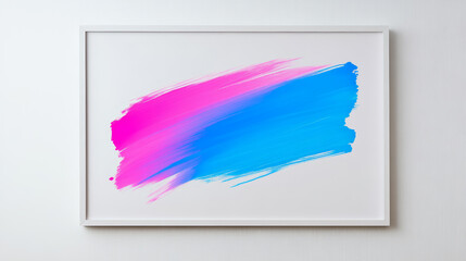 Minimalist line drawing in white frame with a bold neon brushstroke in pink or electric blue, blending clean simplicity with striking contemporary artistic flair.
