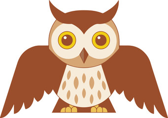 A charming pixel art illustration of a brown owl with its wings outstretched against a white background. The mood is playful and whimsical, reminiscent of classic video games. 