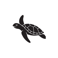 Simple Line Art of Swimming Sea Turtle