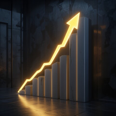 Glowing Growth Chart with Upward Arrow