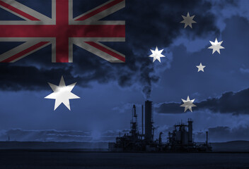 Natural Gas drilling rig with Australia flag overlay