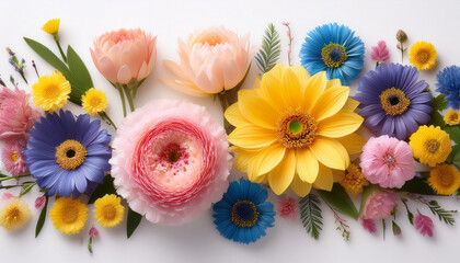 vibrant floral arrangement featuring red white and blue blossoms with lush green leaves