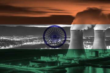 Nuclear Power Plant with Indian National Flag Overlay
