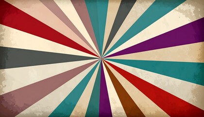 Vintage-style sunburst design with muted colors and a textured background